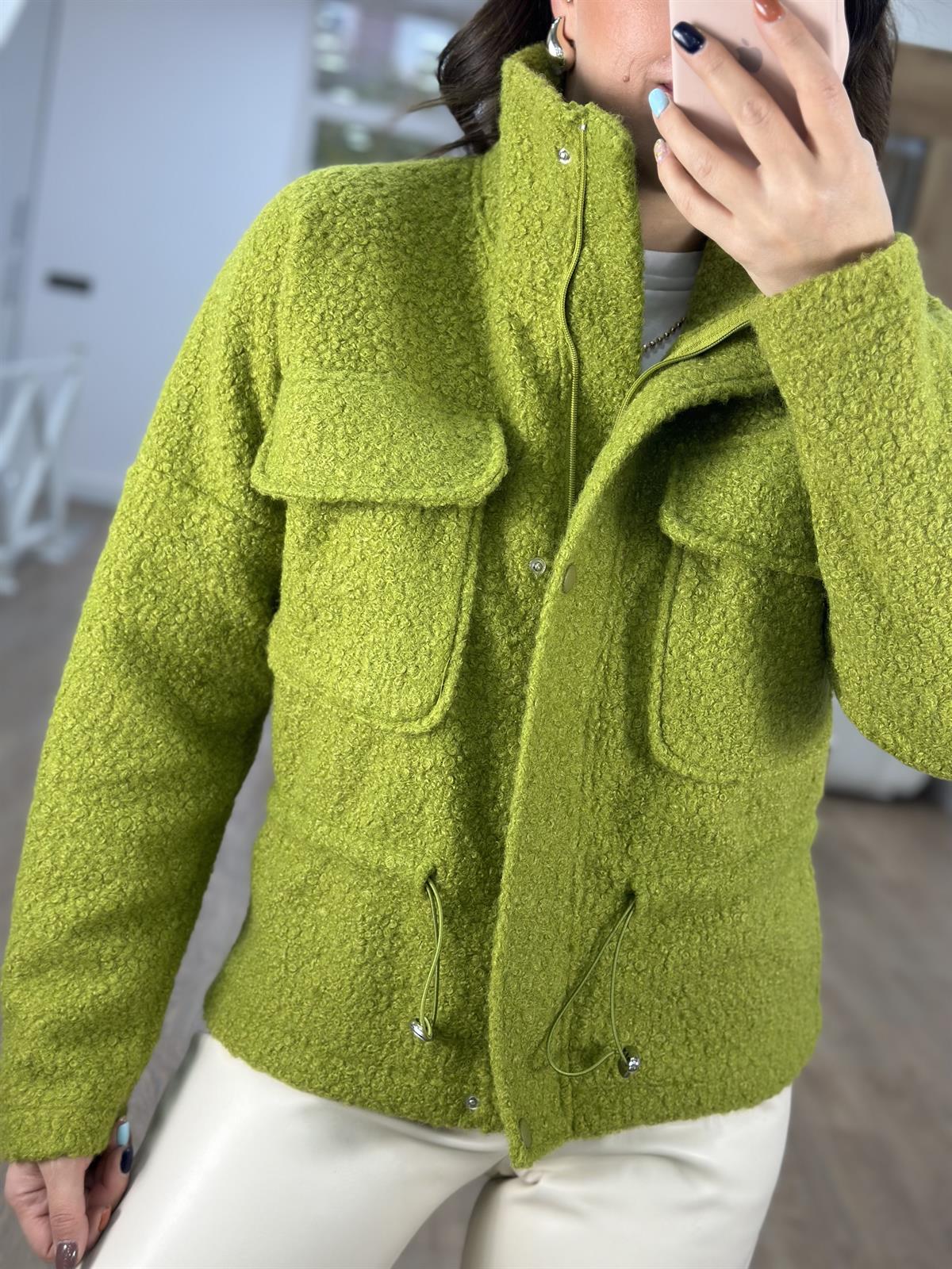 Kapak Cepli Beli Büzgülü Buklet Kaban-Yeşil