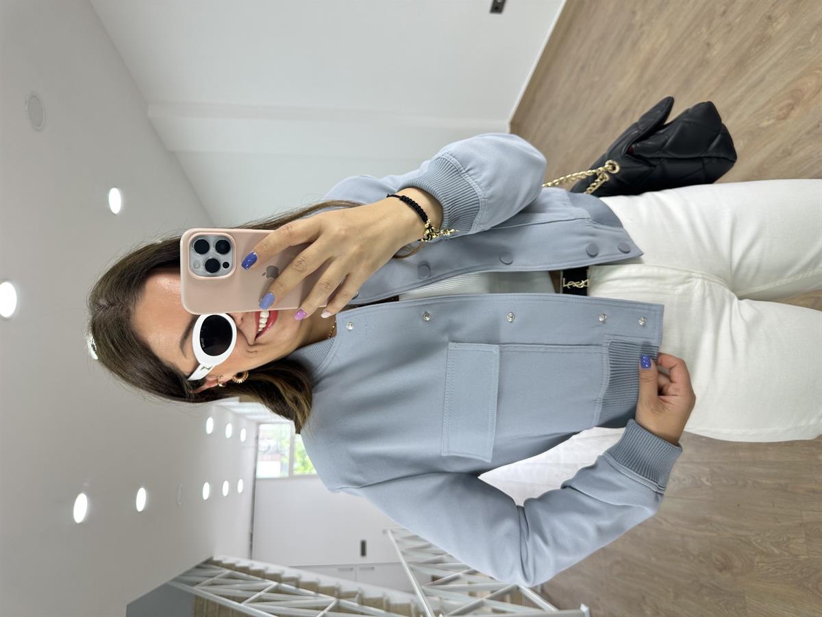 Kapak Cepli Vatkalı Bomber Ceket-Gri