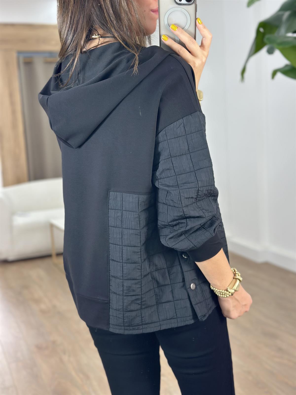 Kapitone Detaylı Kapüşonlu Sweatshirt 