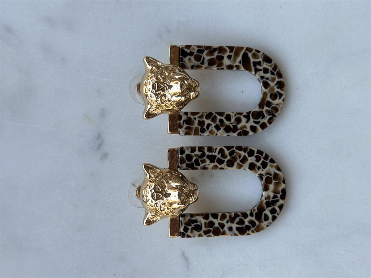 Kaplan Tasarım Leopar Küpe 5cm