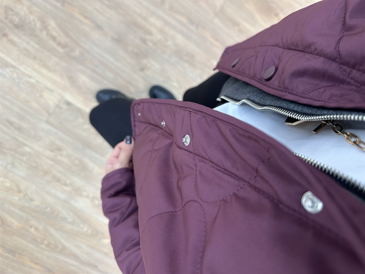 Kapüşon Detaylı Kapitone Ceket - Bordo