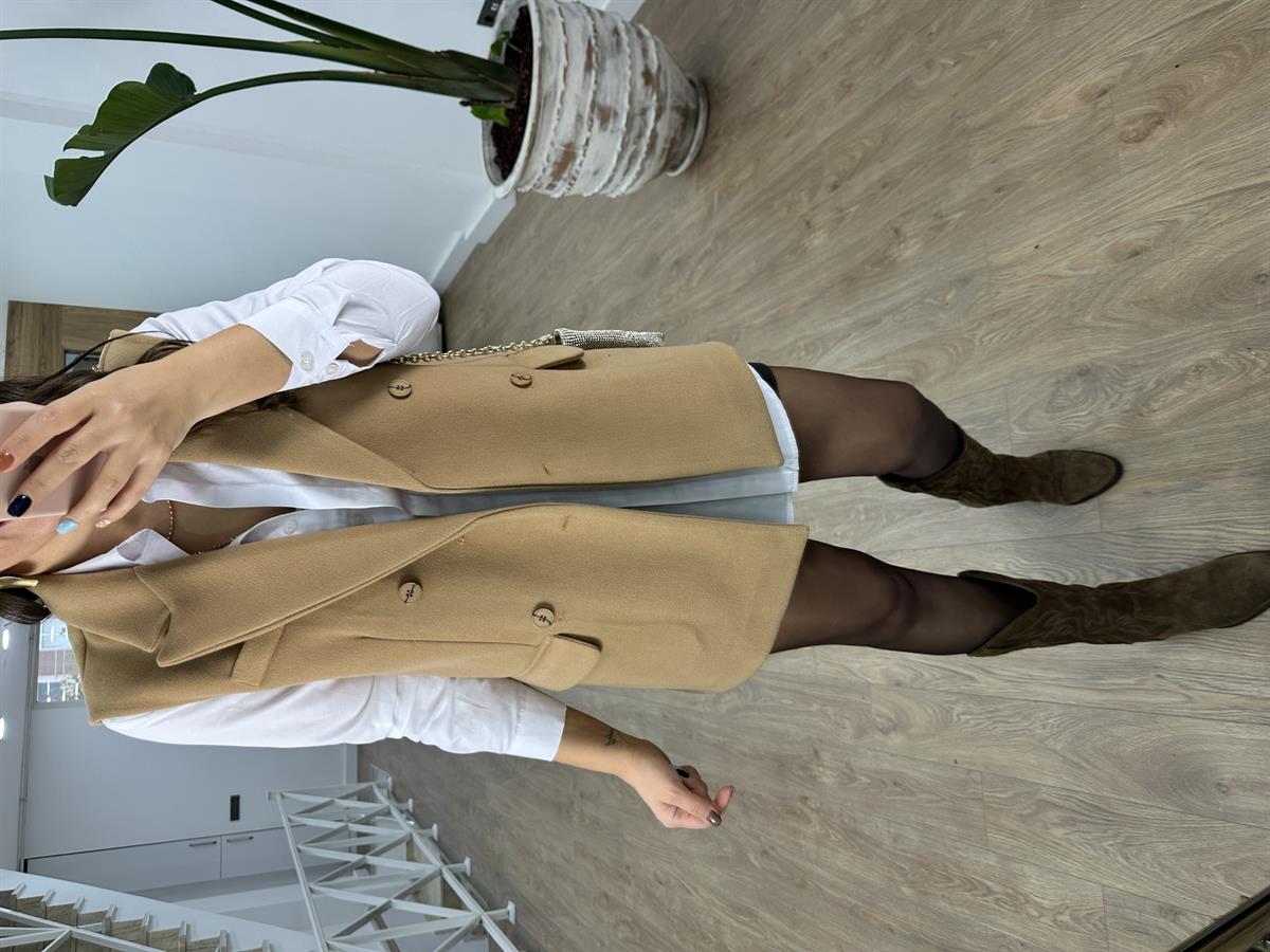 Kaşe Blazer Yelek-Taba