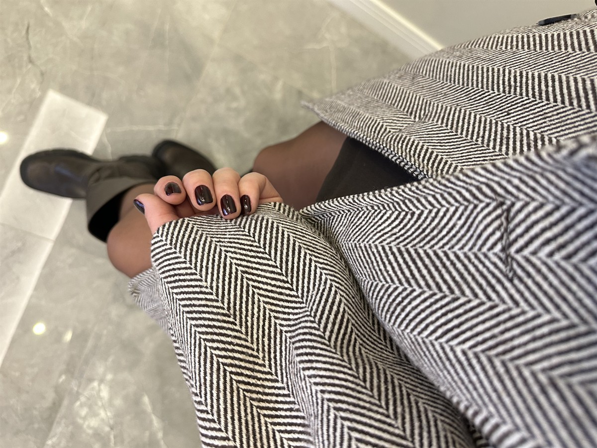 Kazayağı Astarlı Oversize Kaban - Kahverengi