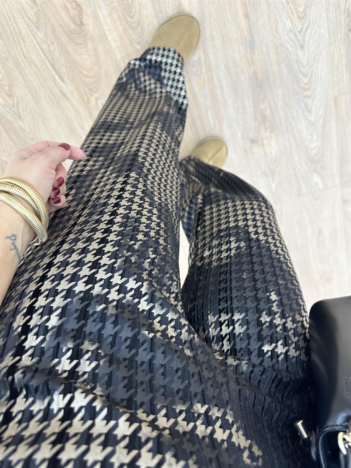 Kazayağı Baskılı Kadife Pantolon