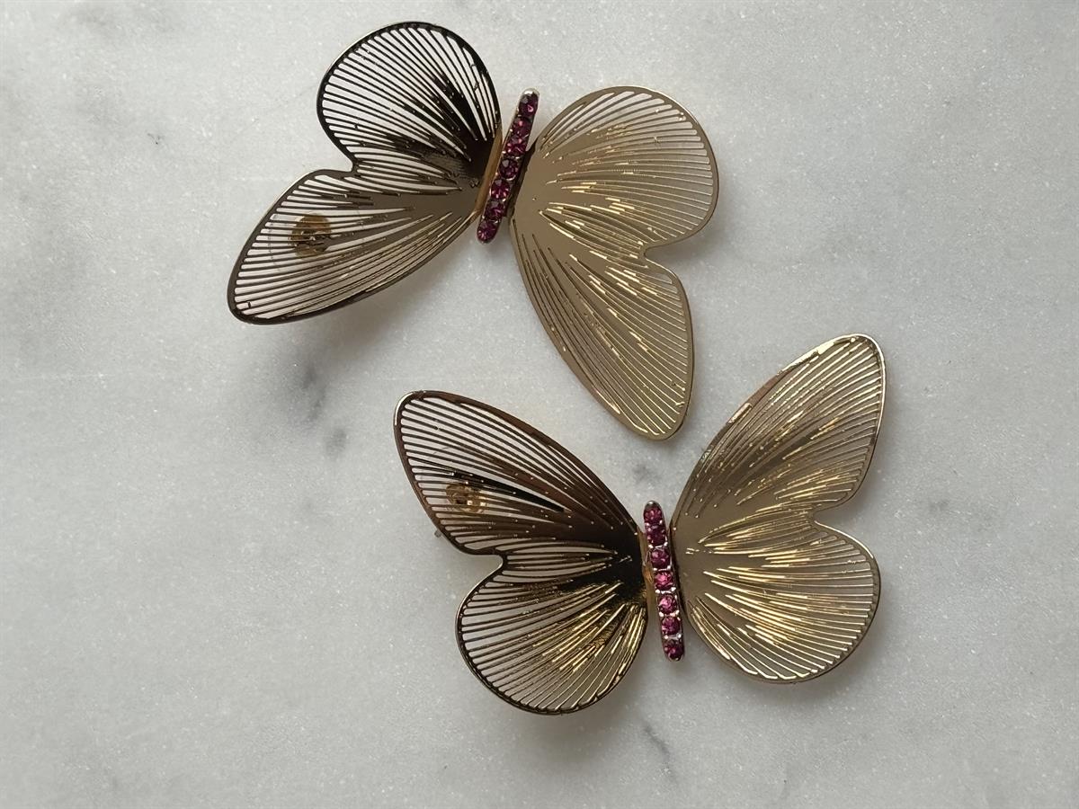 Kelebek Tasarım Gold Küpe 5cm