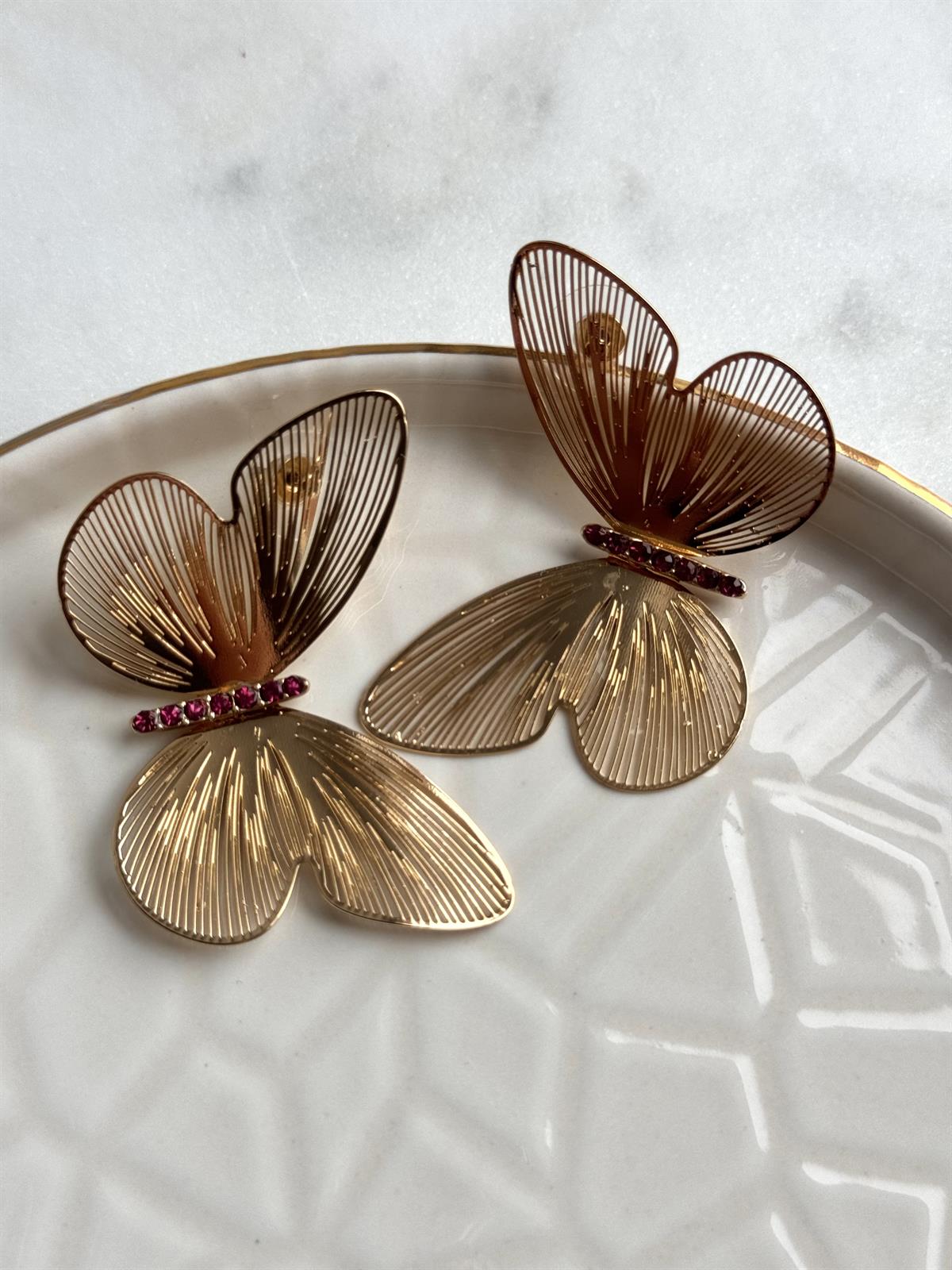 Kelebek Tasarım Gold Küpe 5cm