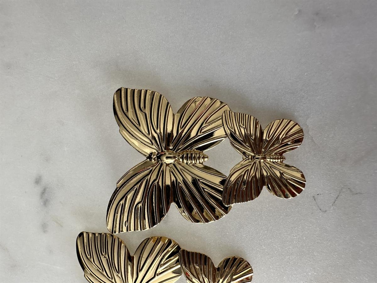 Kelebek Tasarım Gold Küpe 5cm