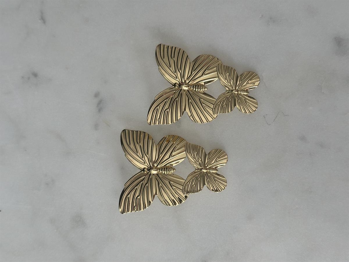Kelebek Tasarım Gold Küpe 5cm