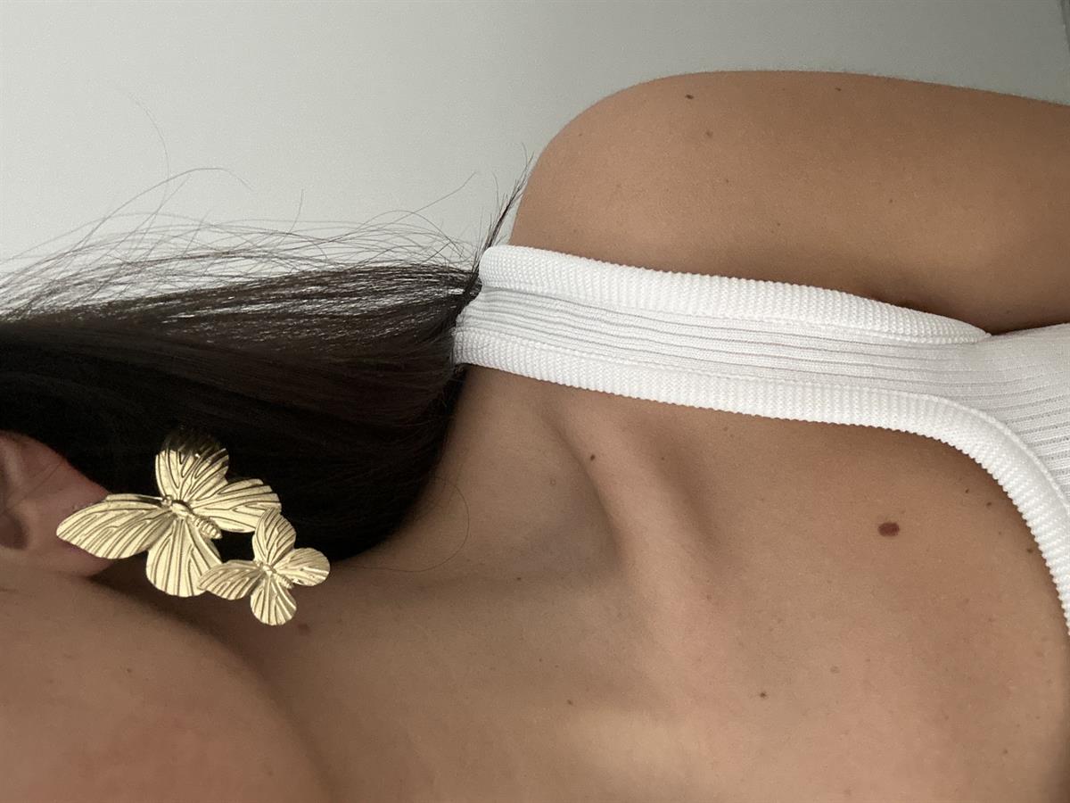 Kelebek Tasarım Gold Küpe 5cm