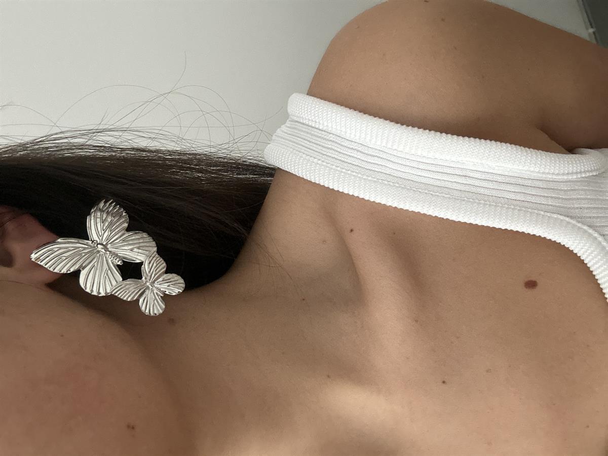 Kelebek Tasarım Silver Küpe 5cm