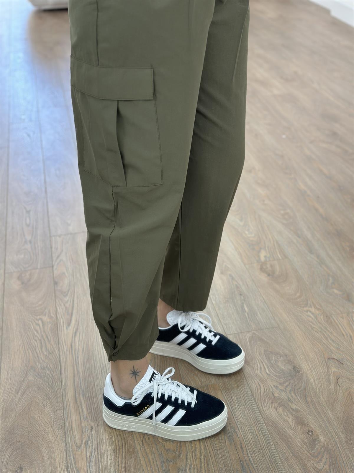 Kemer Detaylı Kargo Pantolon-Haki