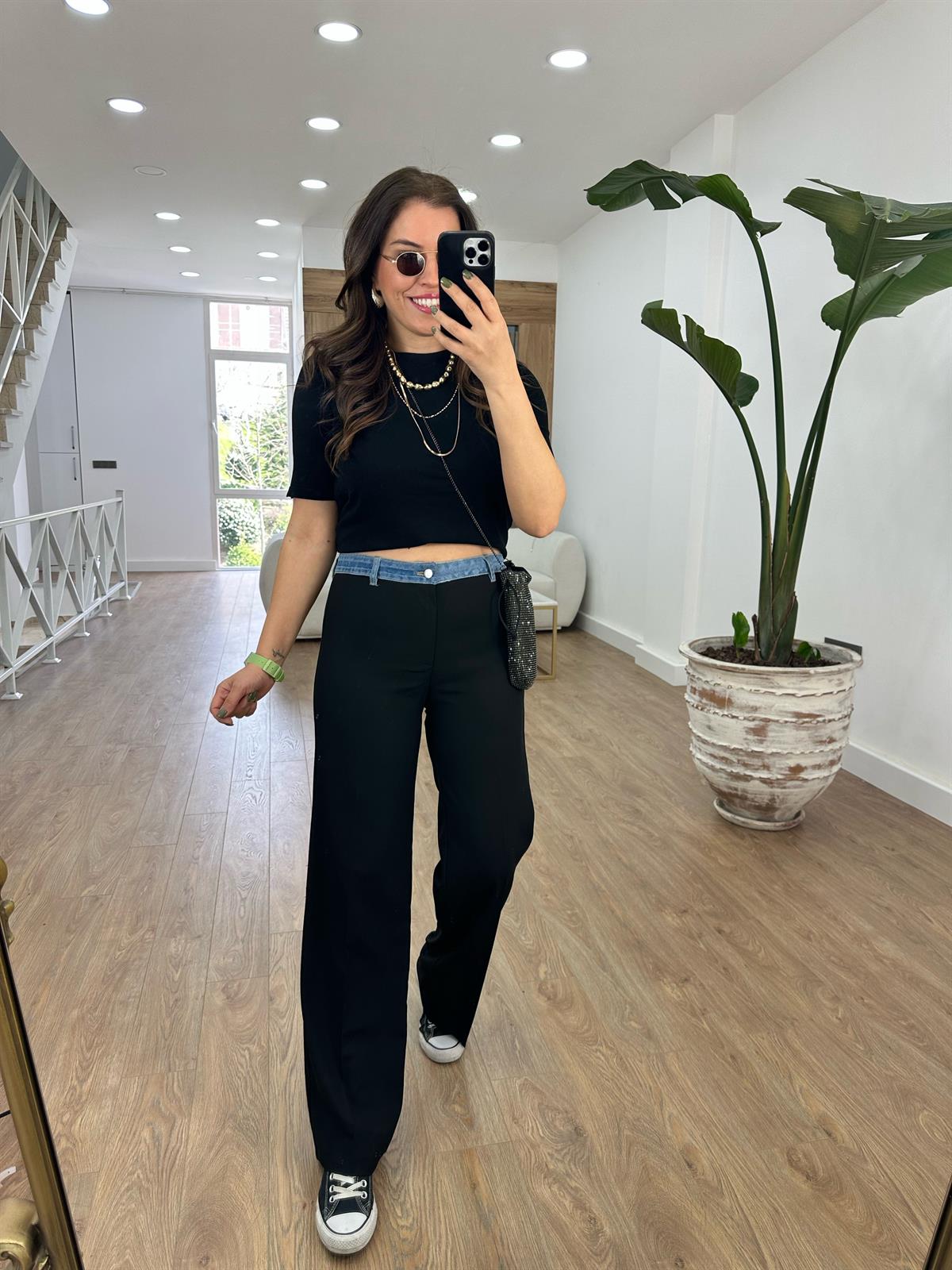 Kemer Detaylı Palazzo Pantolon