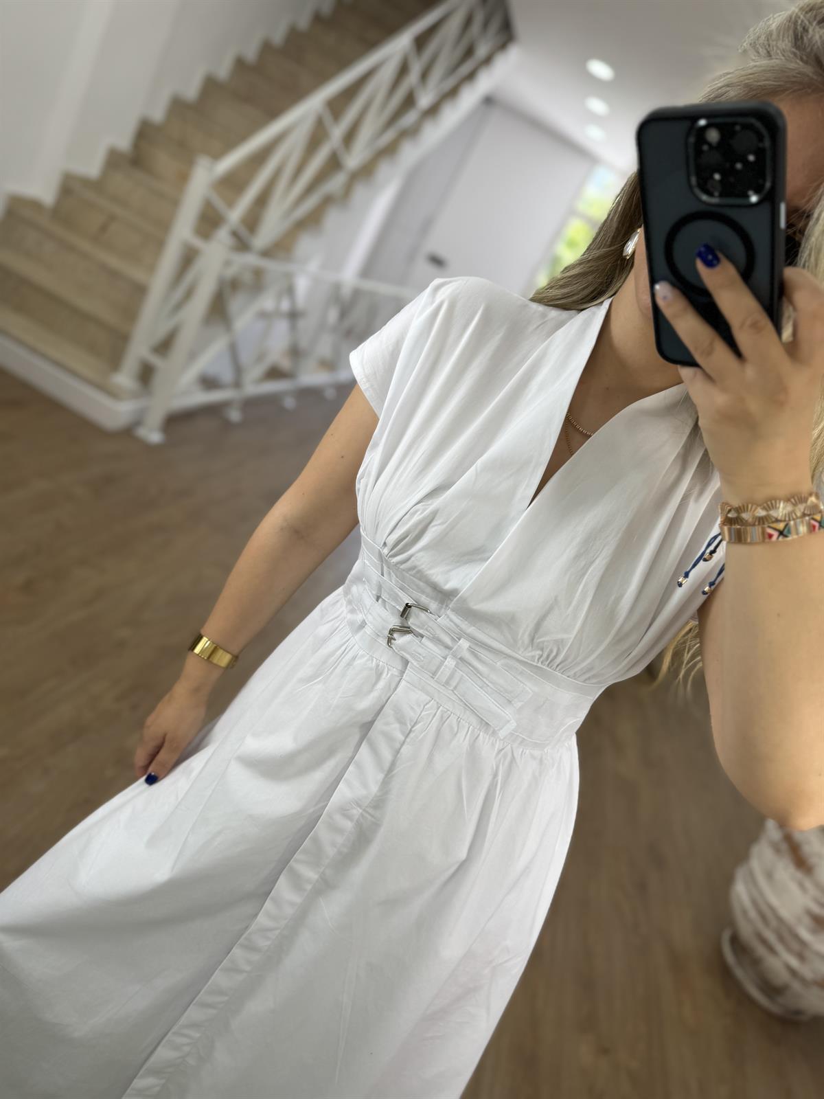 Kemer Detaylı Tasarım Poplin Elbise