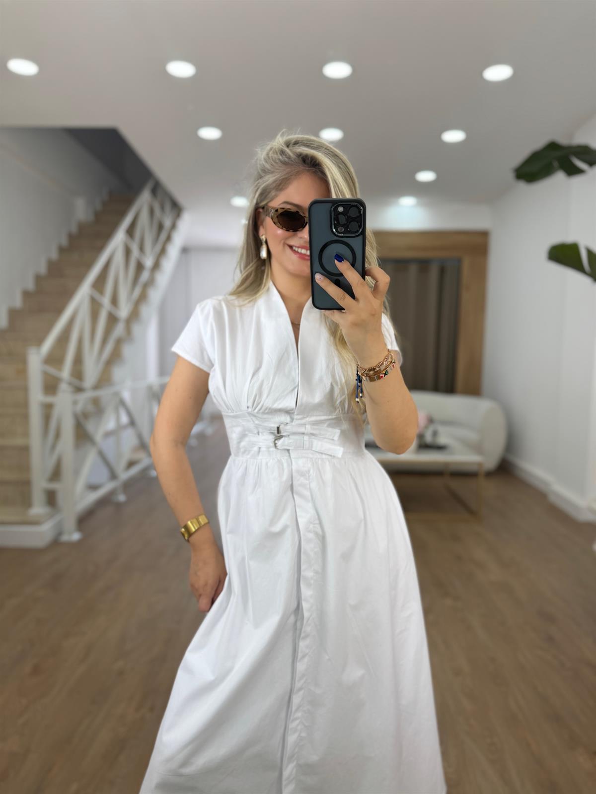 Kemer Detaylı Tasarım Poplin Elbise