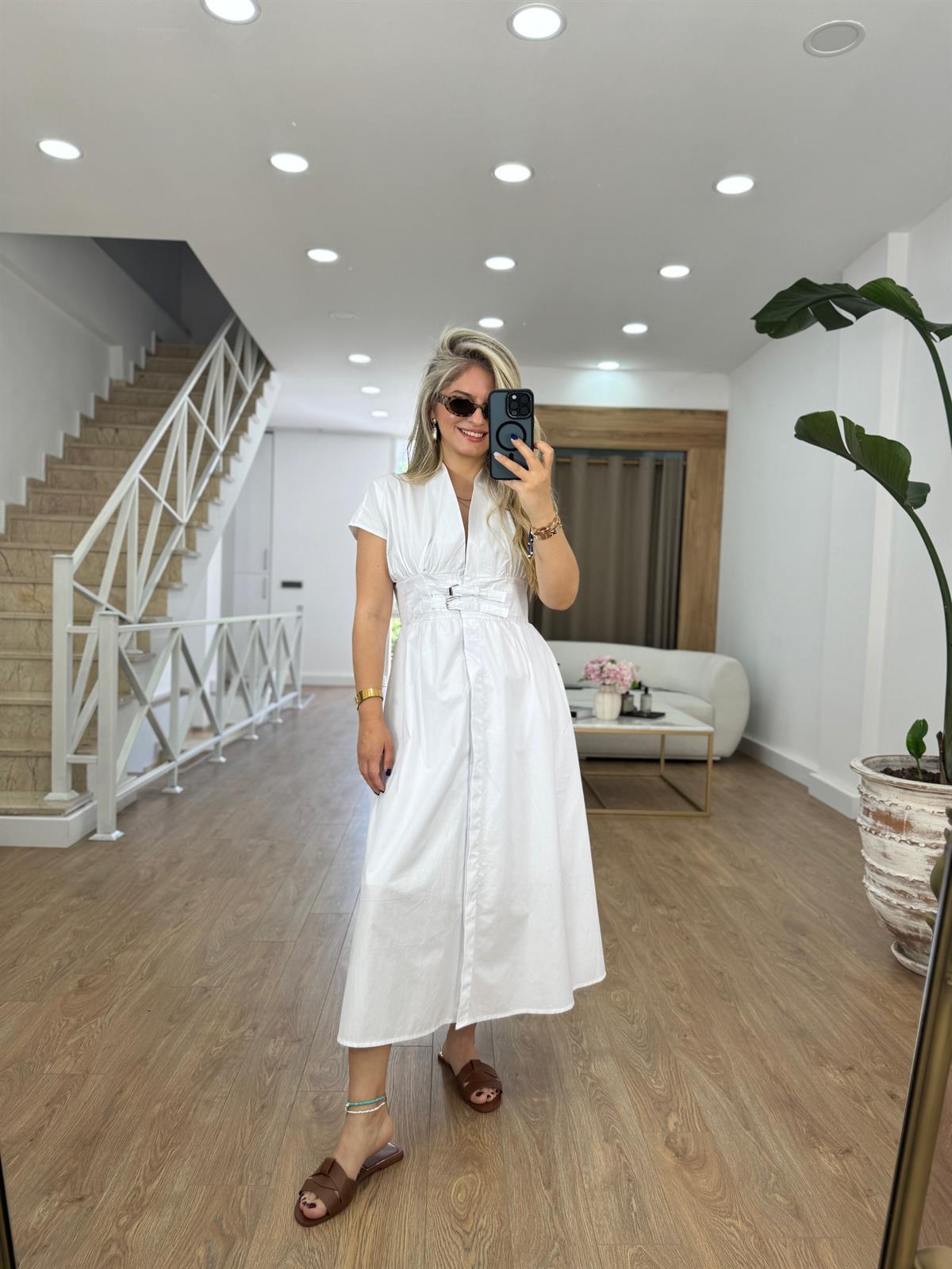 Kemer Detaylı Tasarım Poplin Elbise