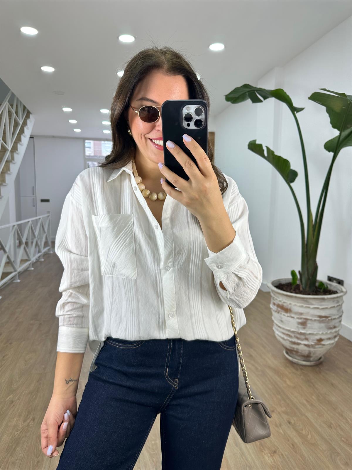 Kendinden Çizgili %100 Pamuk Gömlek