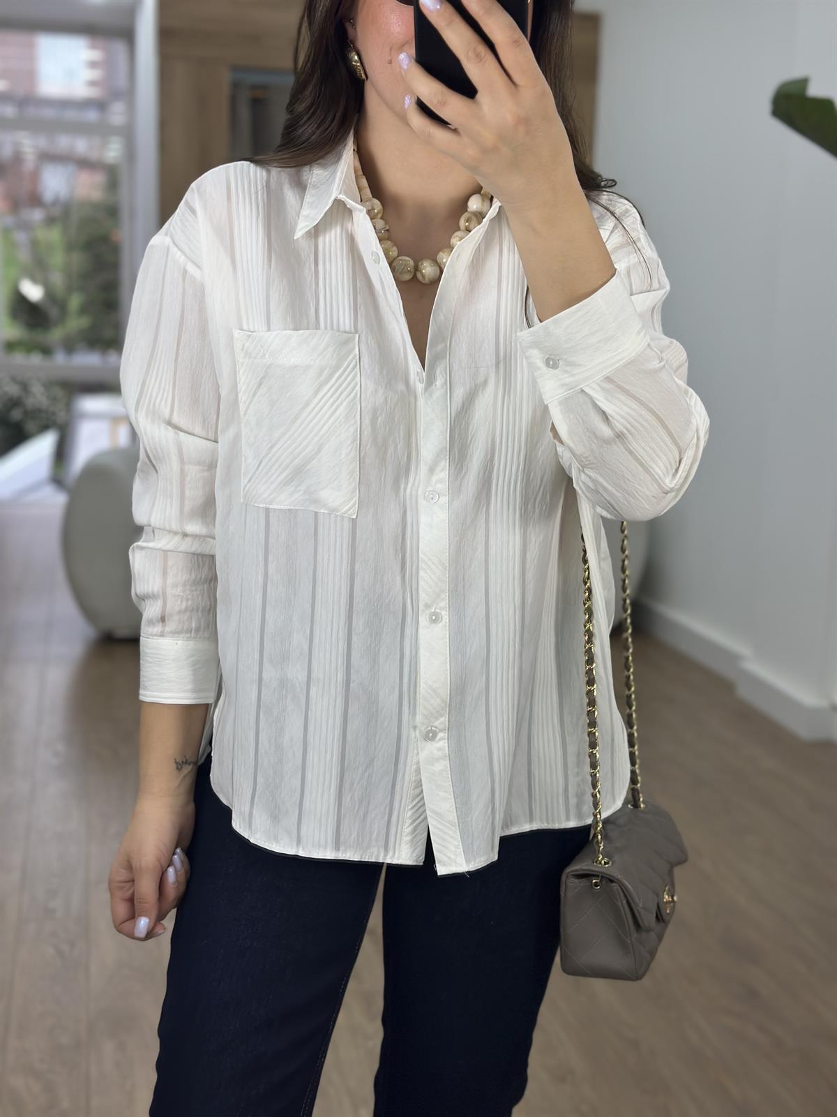 Kendinden Çizgili %100 Pamuk Gömlek