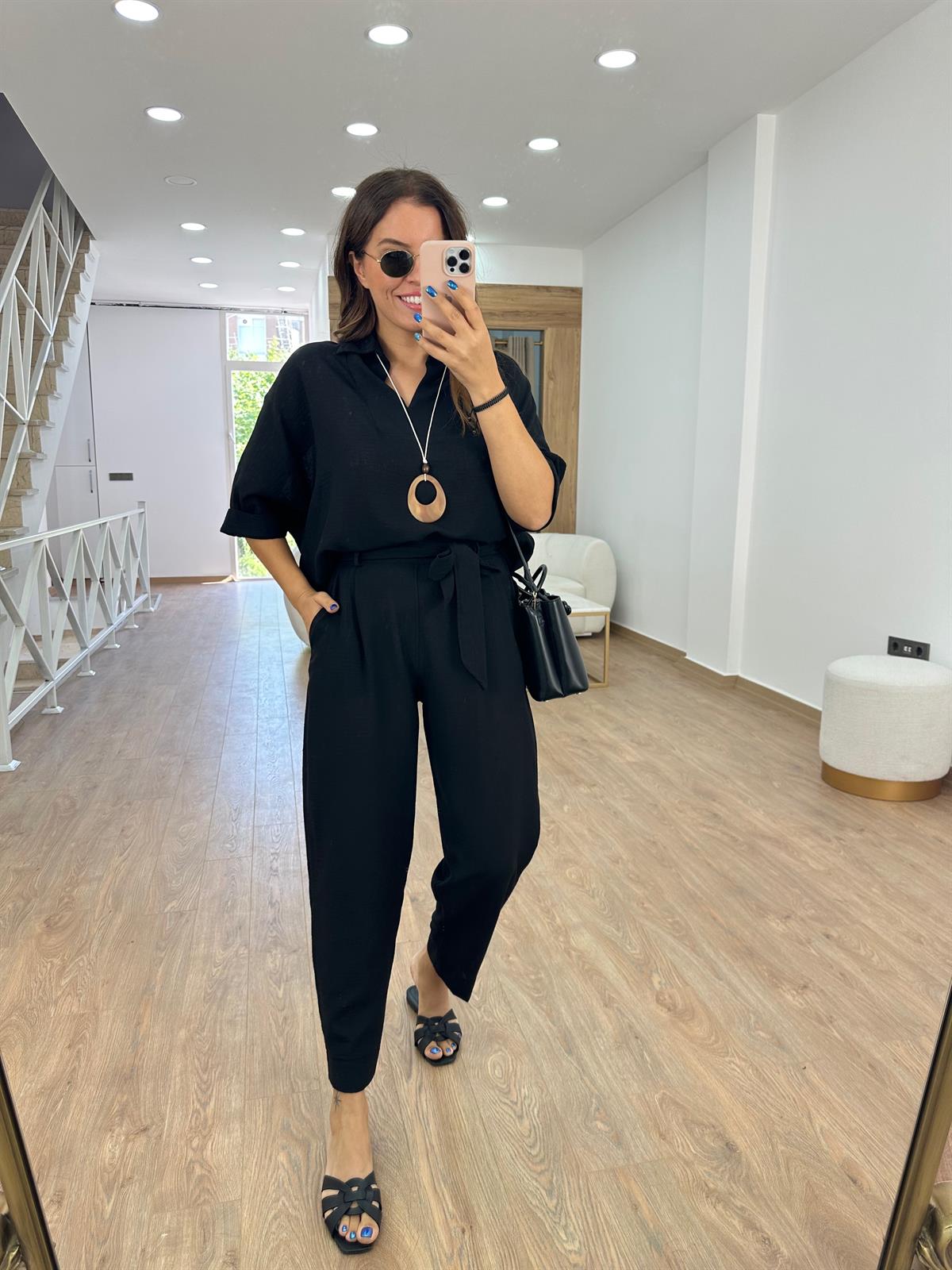 Kendinden Kolyeli Yarasa Kol Takım-Siyah