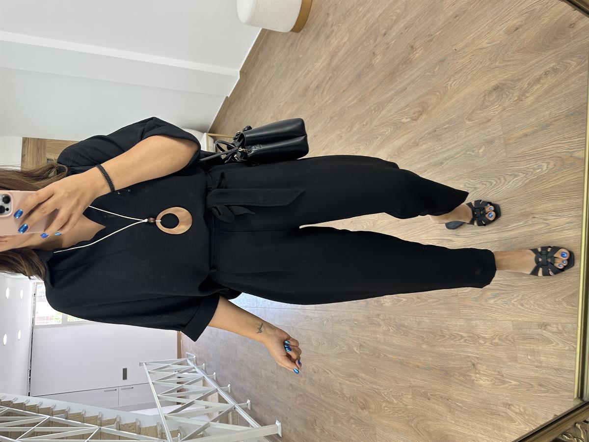 Kendinden Kolyeli Yarasa Kol Takım-Siyah