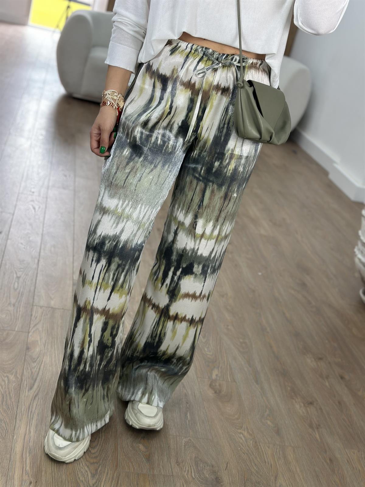 Kendinden Parlak Renk Geçişli Bol Paça Pantolon