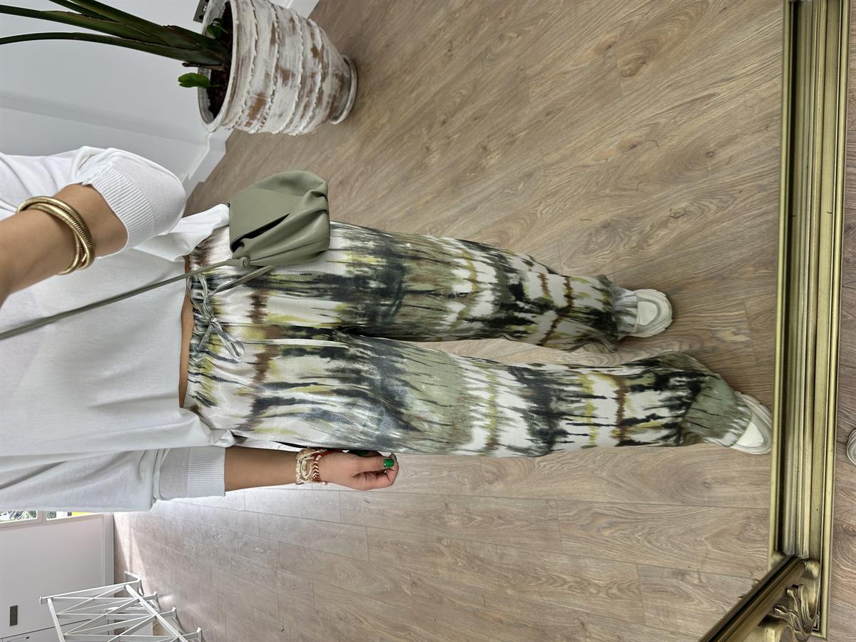 Kendinden Parlak Renk Geçişli Bol Paça Pantolon