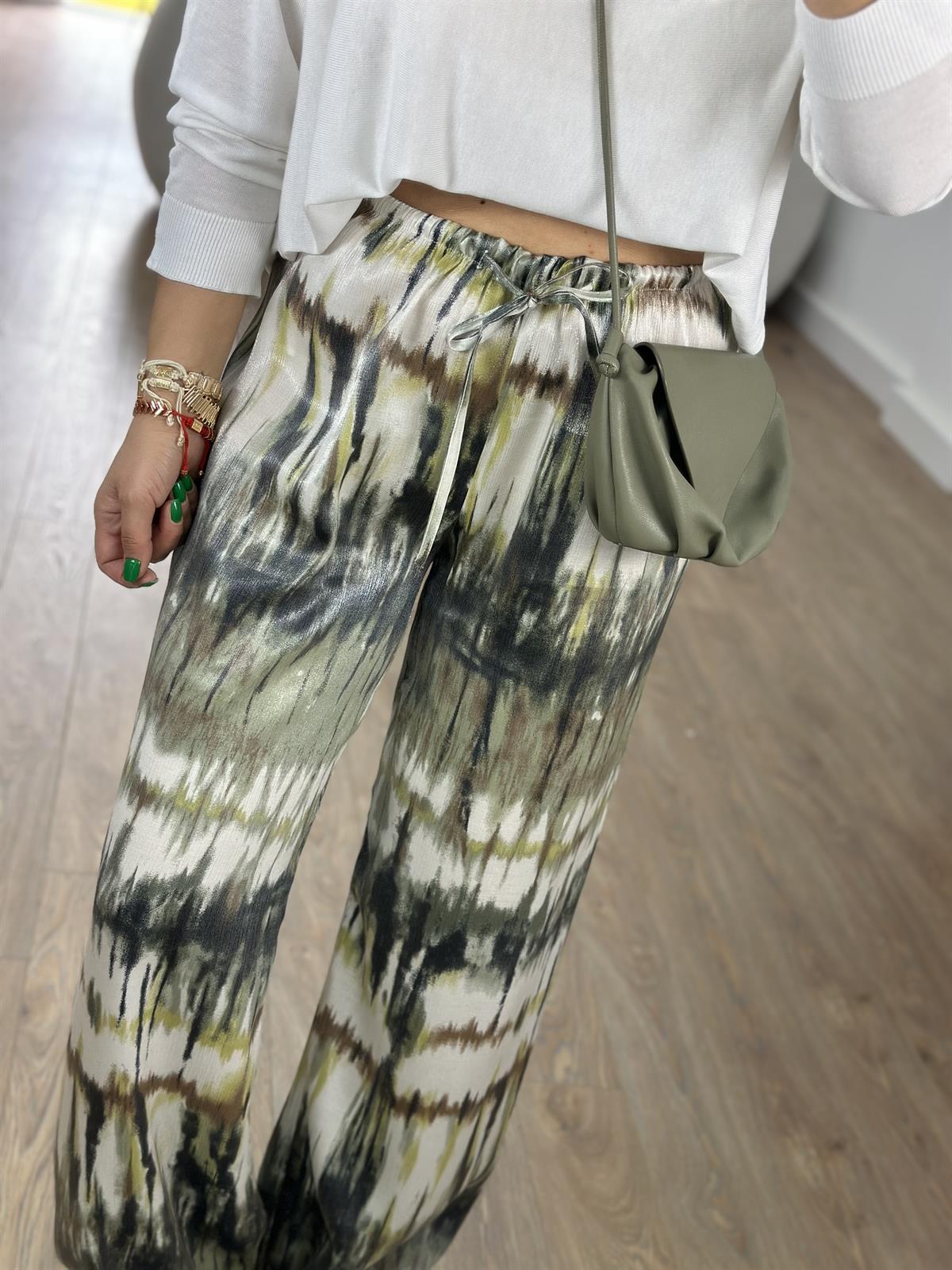 Kendinden Parlak Renk Geçişli Bol Paça Pantolon