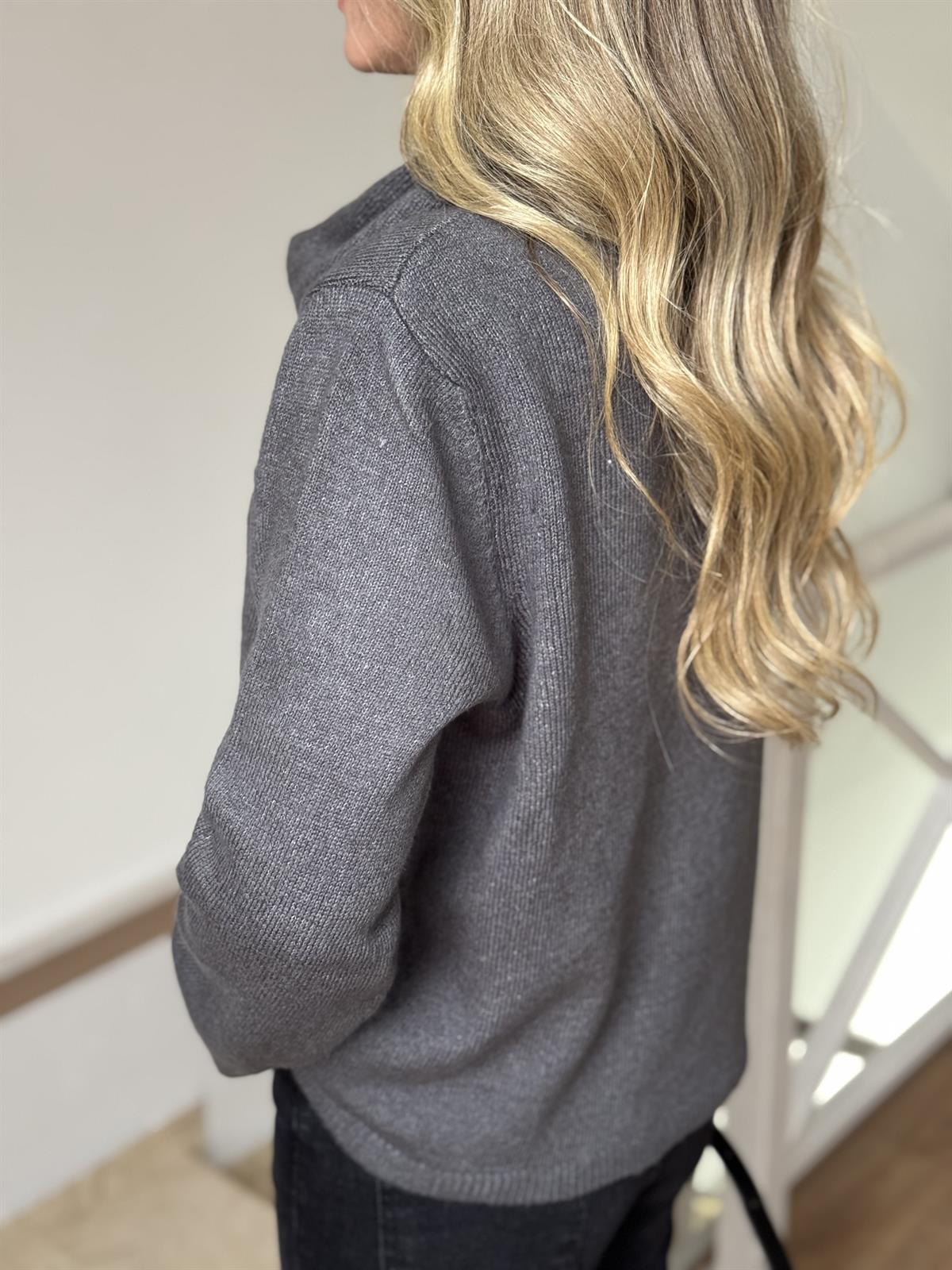 Kendinden Şallı Kazak - Gri