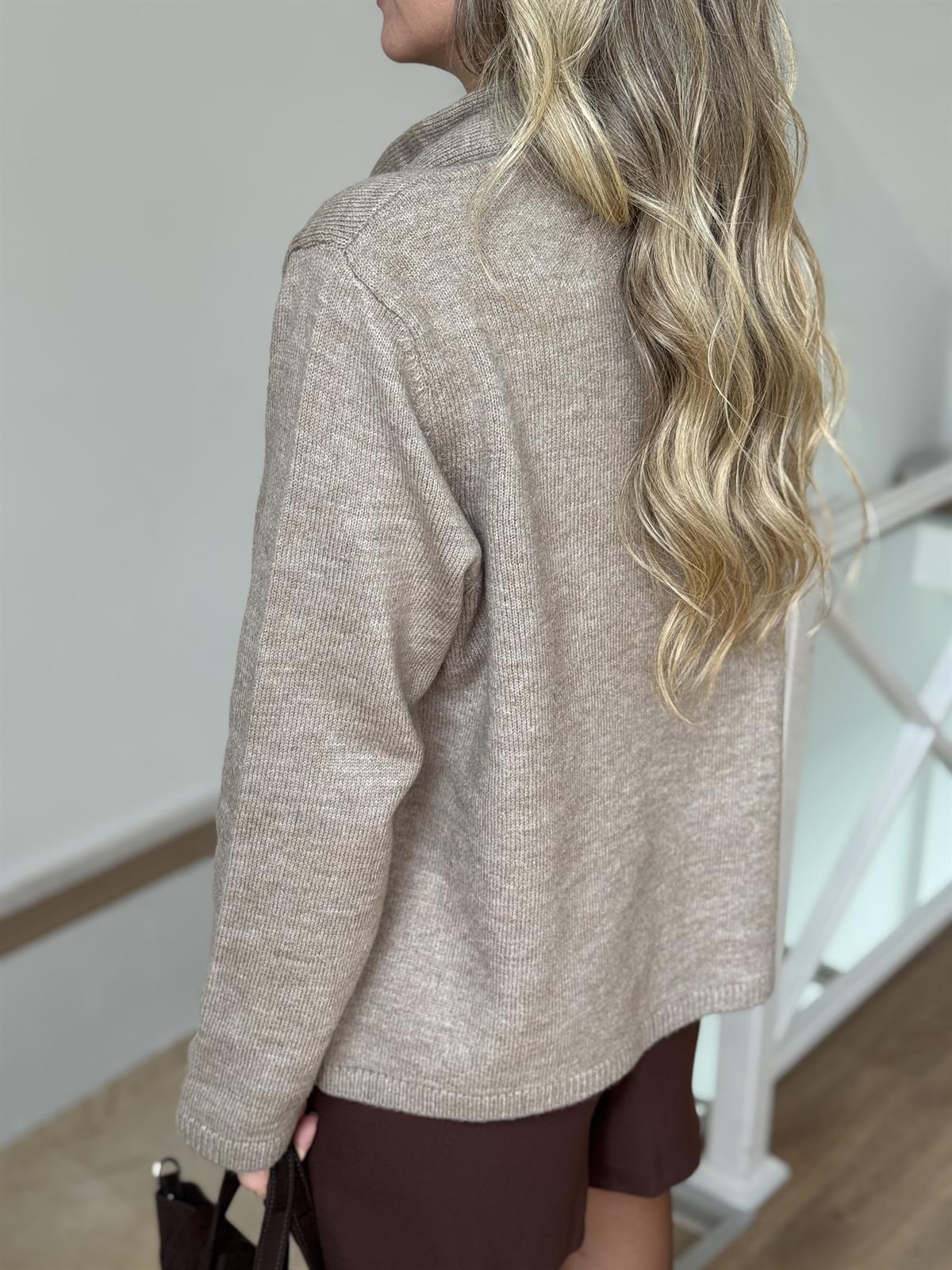 Kendinden Şallı Kazak - Vizon