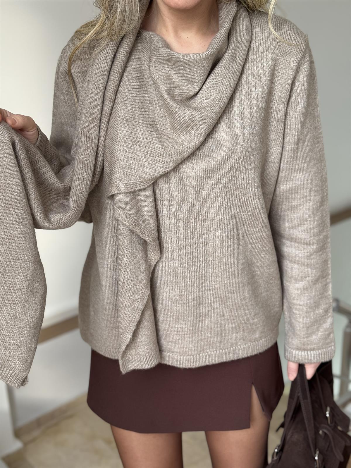 Kendinden Şallı Kazak - Vizon