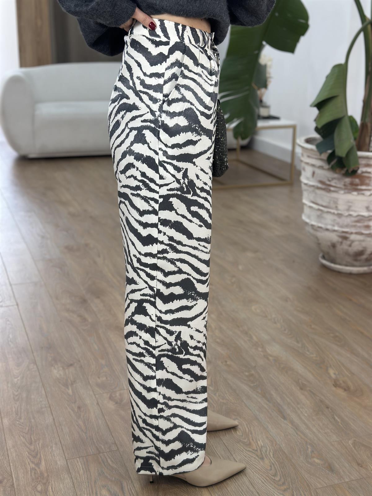 Kendinden Simli Zebra Desen Pantolon