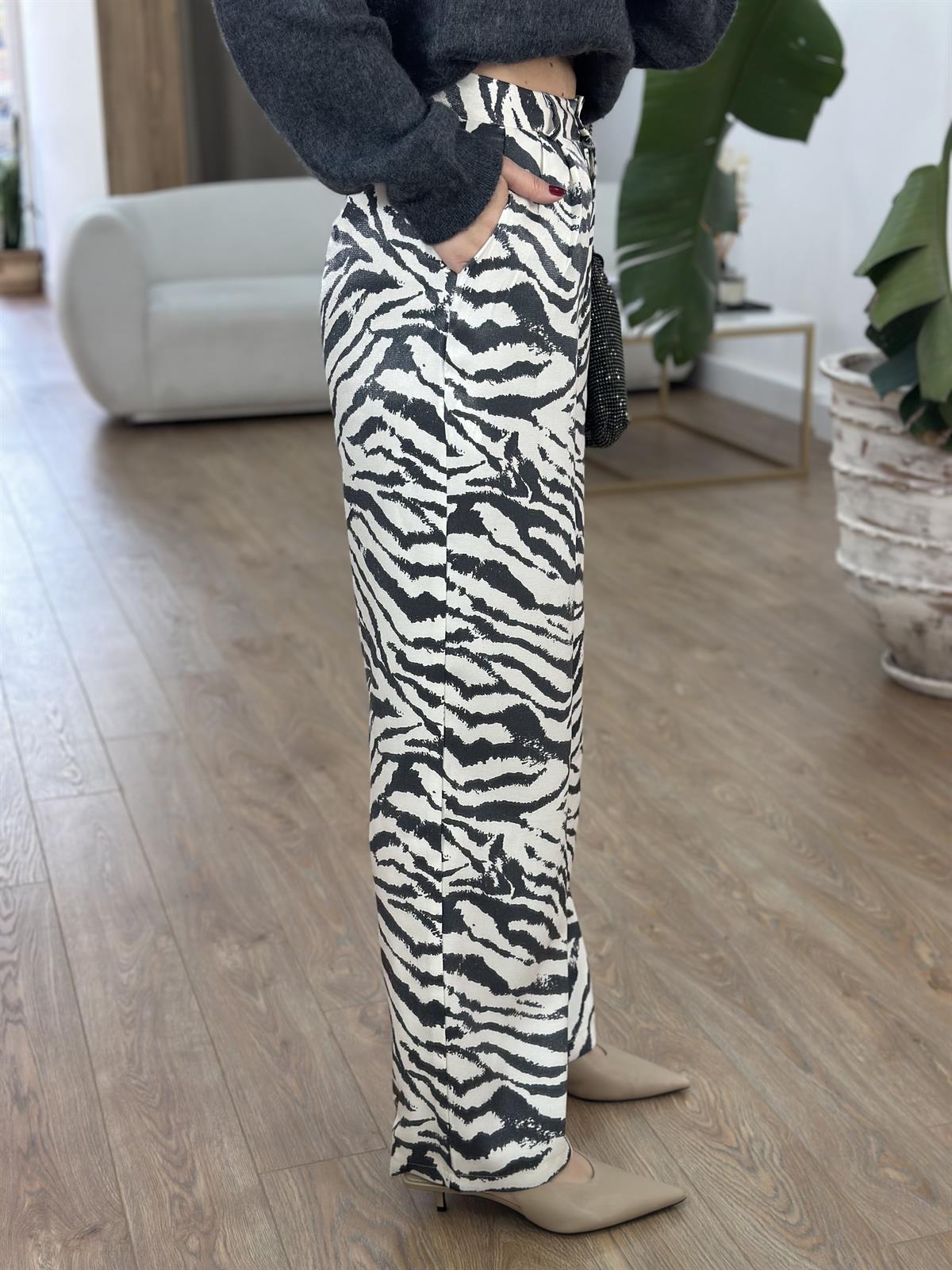 Kendinden Simli Zebra Desen Pantolon
