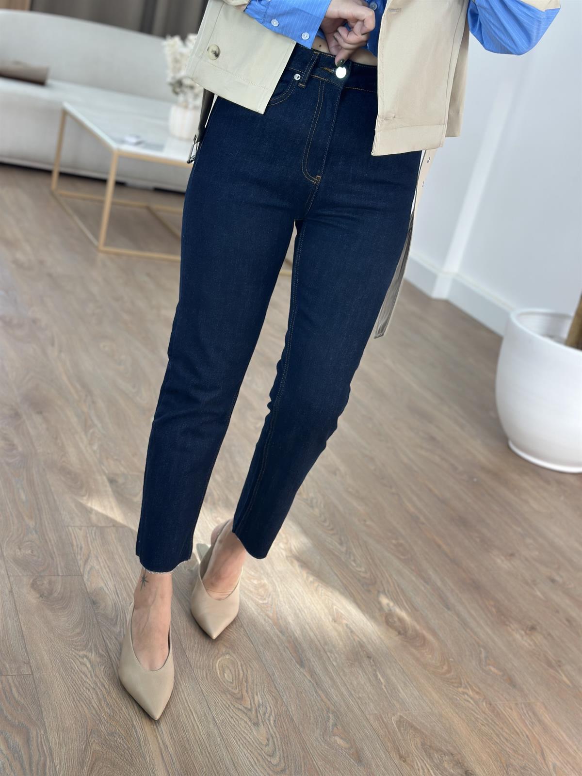 Kesik Paça Taba Dikişli Likralı Jean 