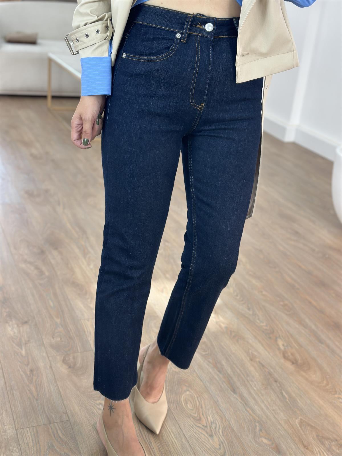 Kesik Paça Taba Dikişli Likralı Jean 