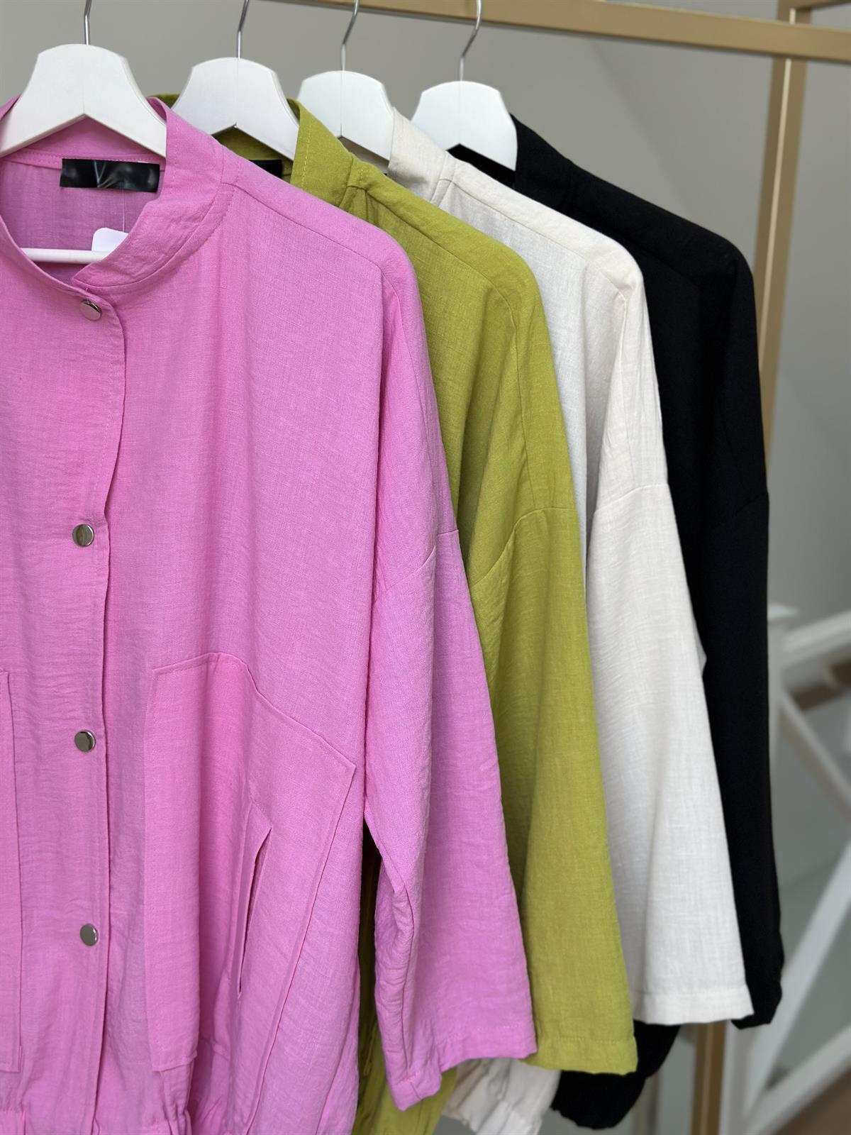 Keten Bomber Ceket-Pembe