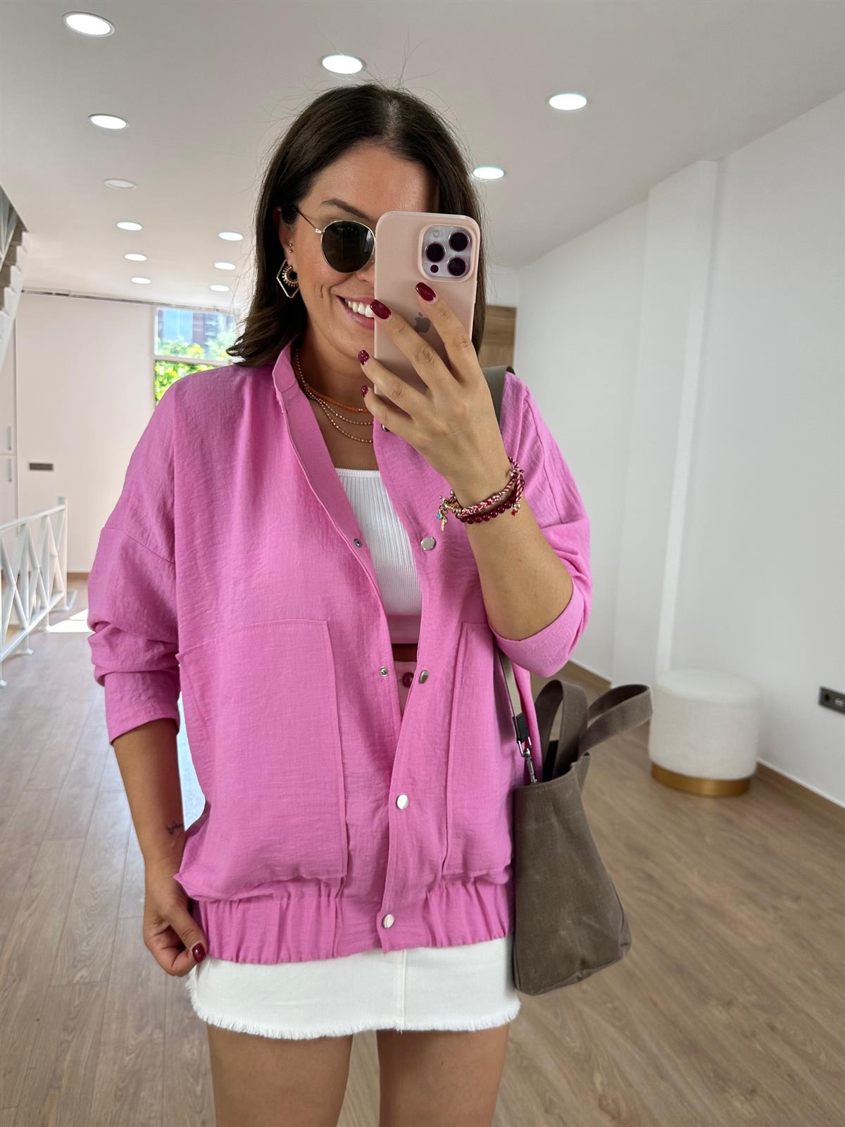 Keten Bomber Ceket-Pembe