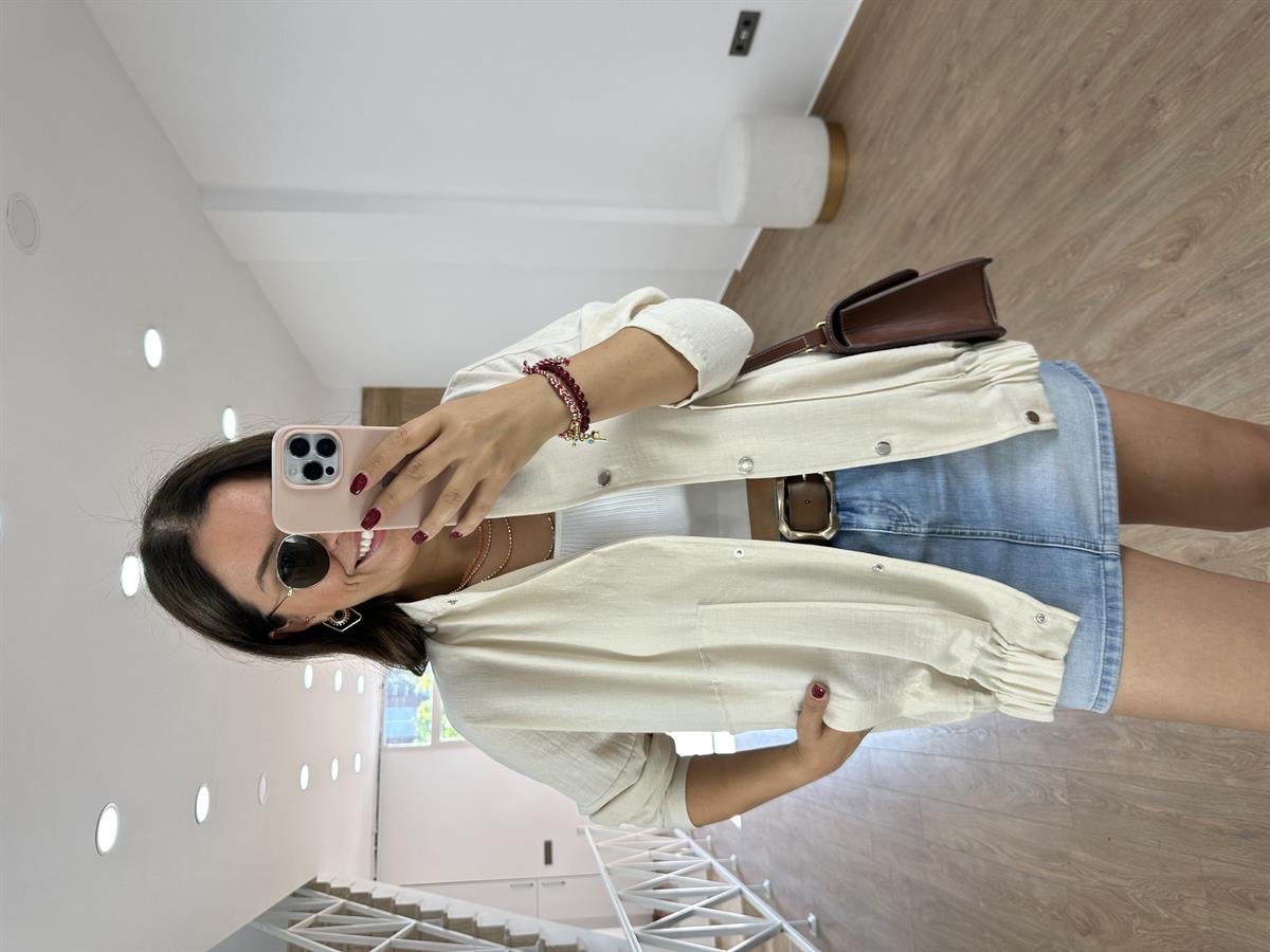 Keten Bomber Ceket-Taş