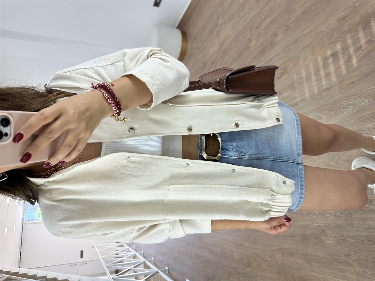 Keten Bomber Ceket-Taş