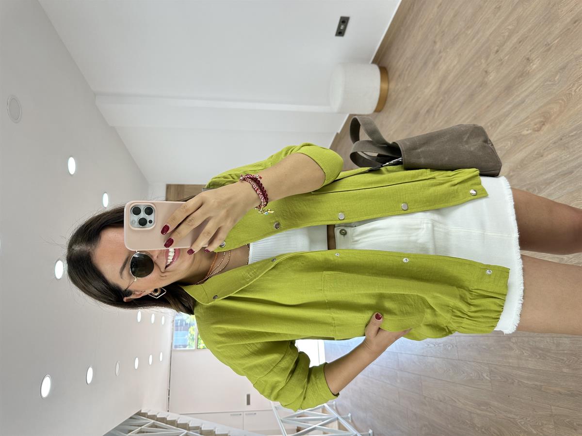 Keten Bomber Ceket-Yağ Yeşili