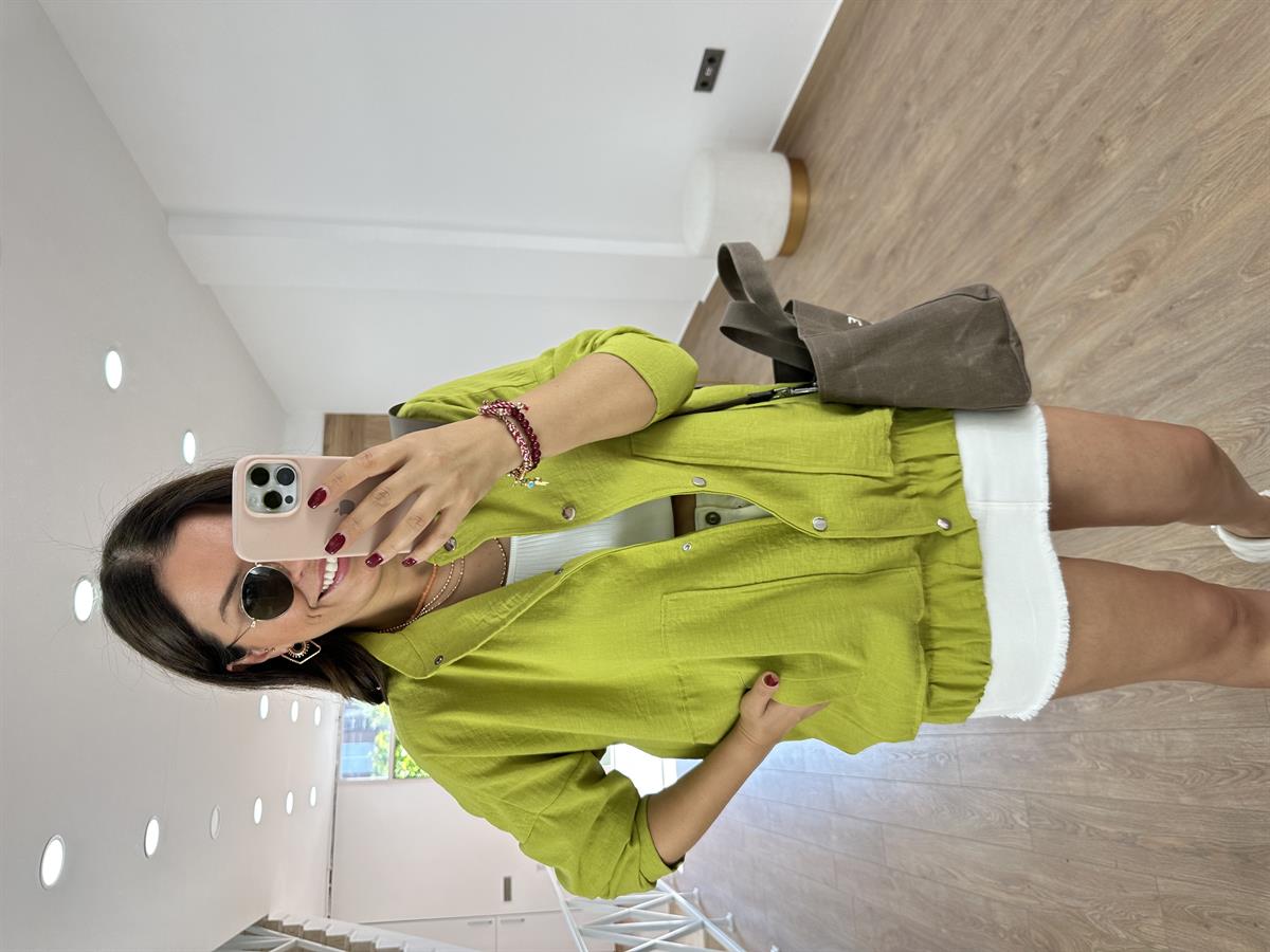 Keten Bomber Ceket-Yağ Yeşili