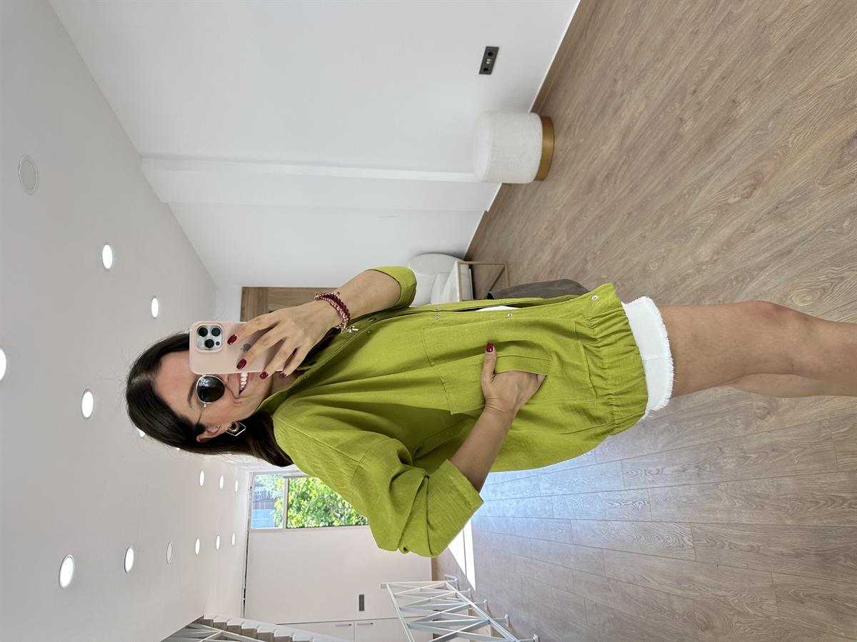 Keten Bomber Ceket-Yağ Yeşili