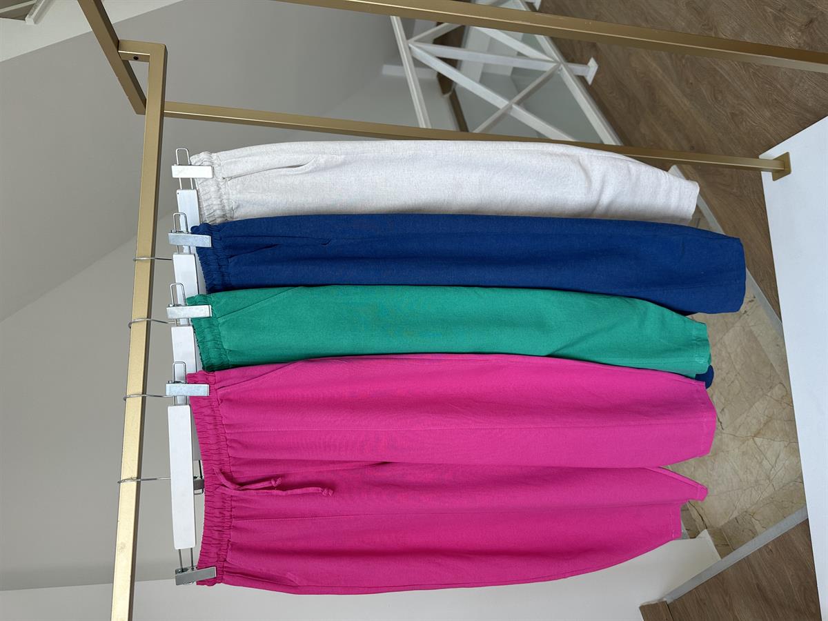 Keten Şalvar Pantolon-Çimen Yeşili