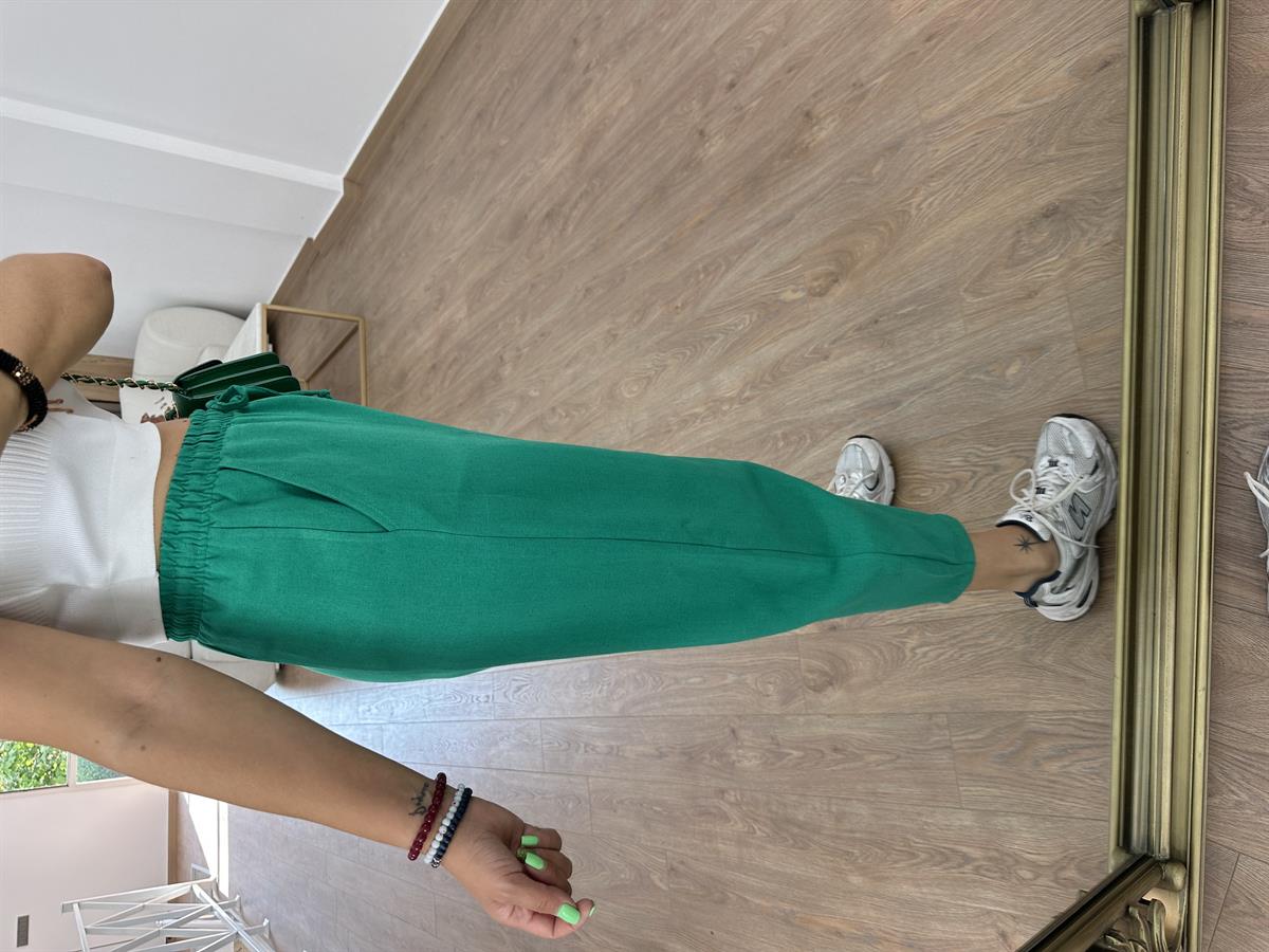 Keten Şalvar Pantolon-Çimen Yeşili