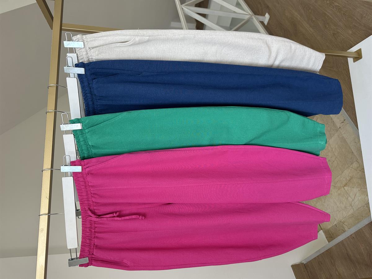 Keten Şalvar Pantolon-Lacivert