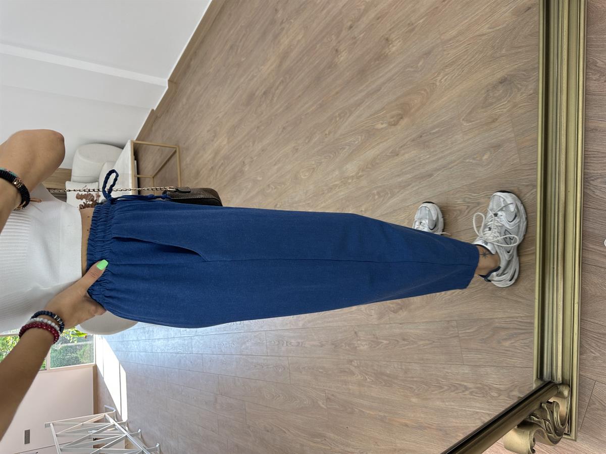 Keten Şalvar Pantolon-Lacivert