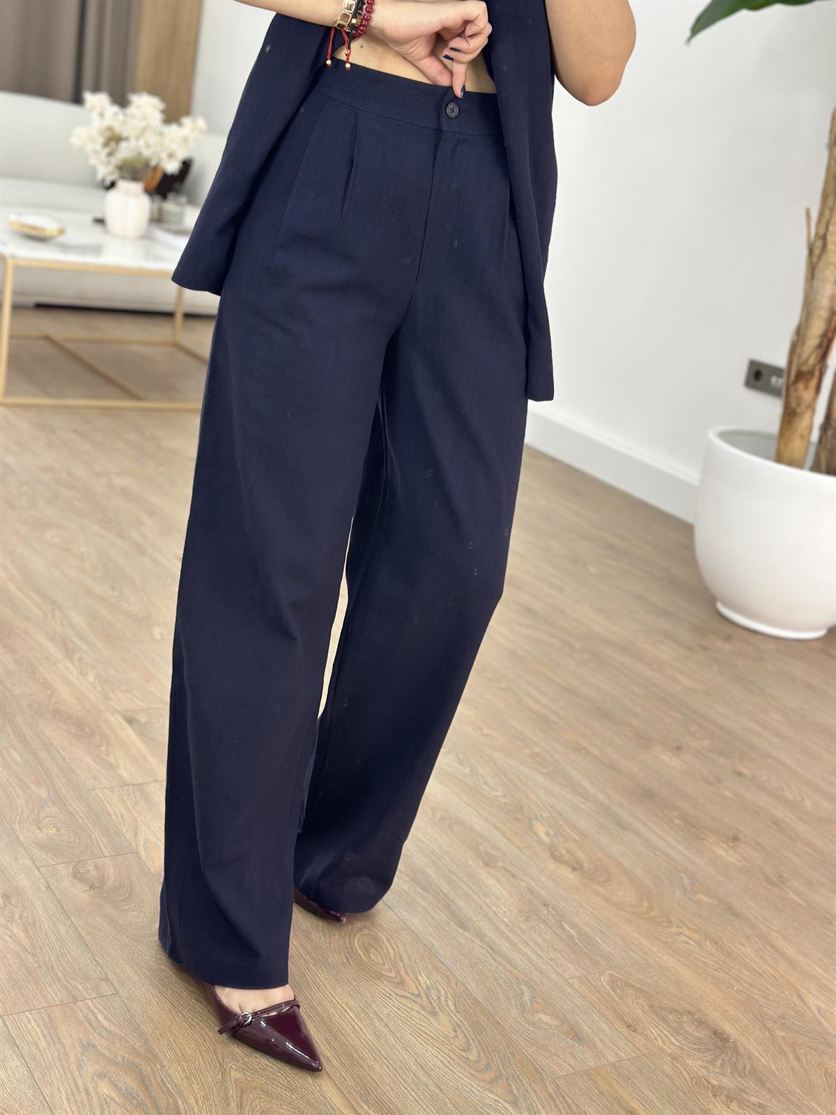 Keten Yelek Pantolon Takım - Lacivert