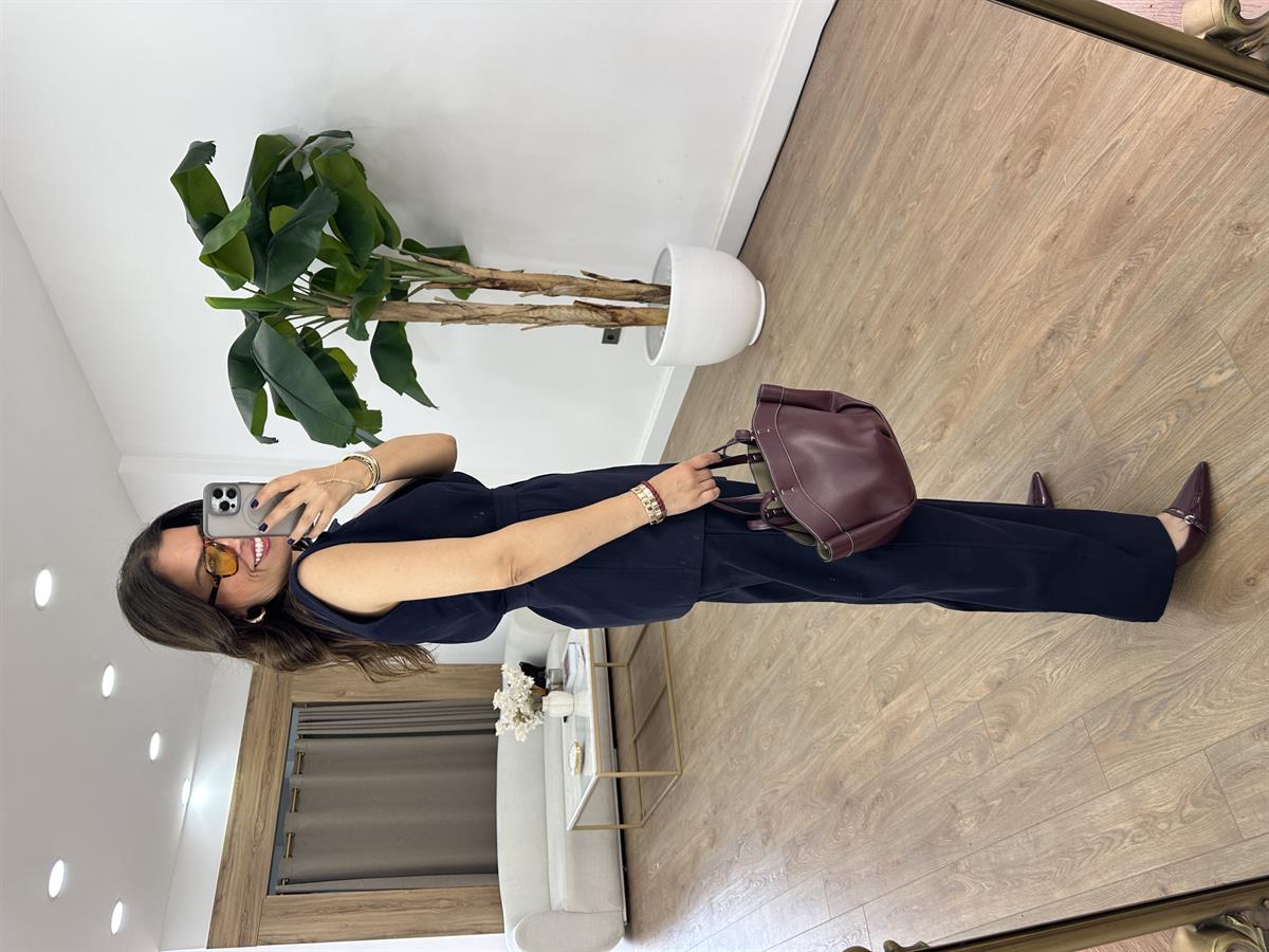 Keten Yelek Pantolon Takım - Lacivert