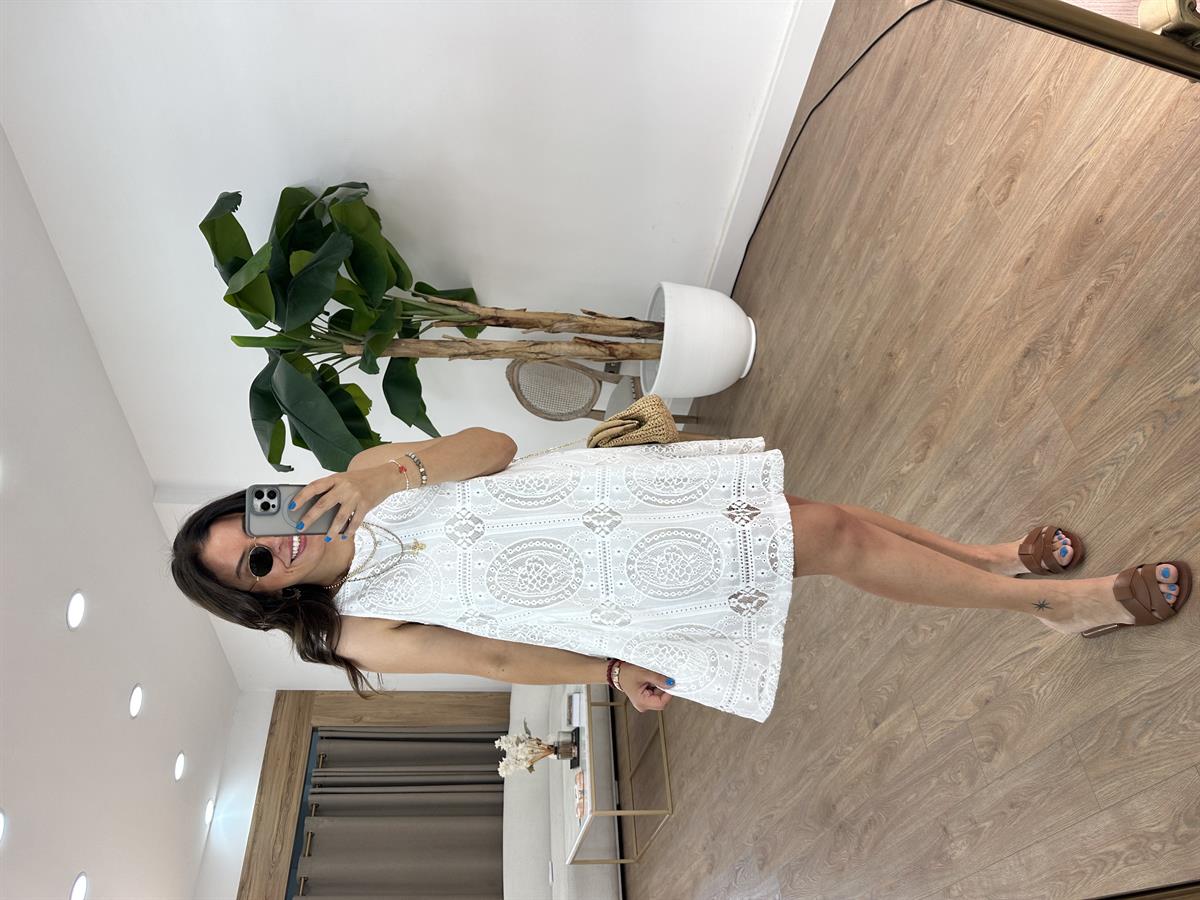 Kısa Fisto Elbise - Beyaz