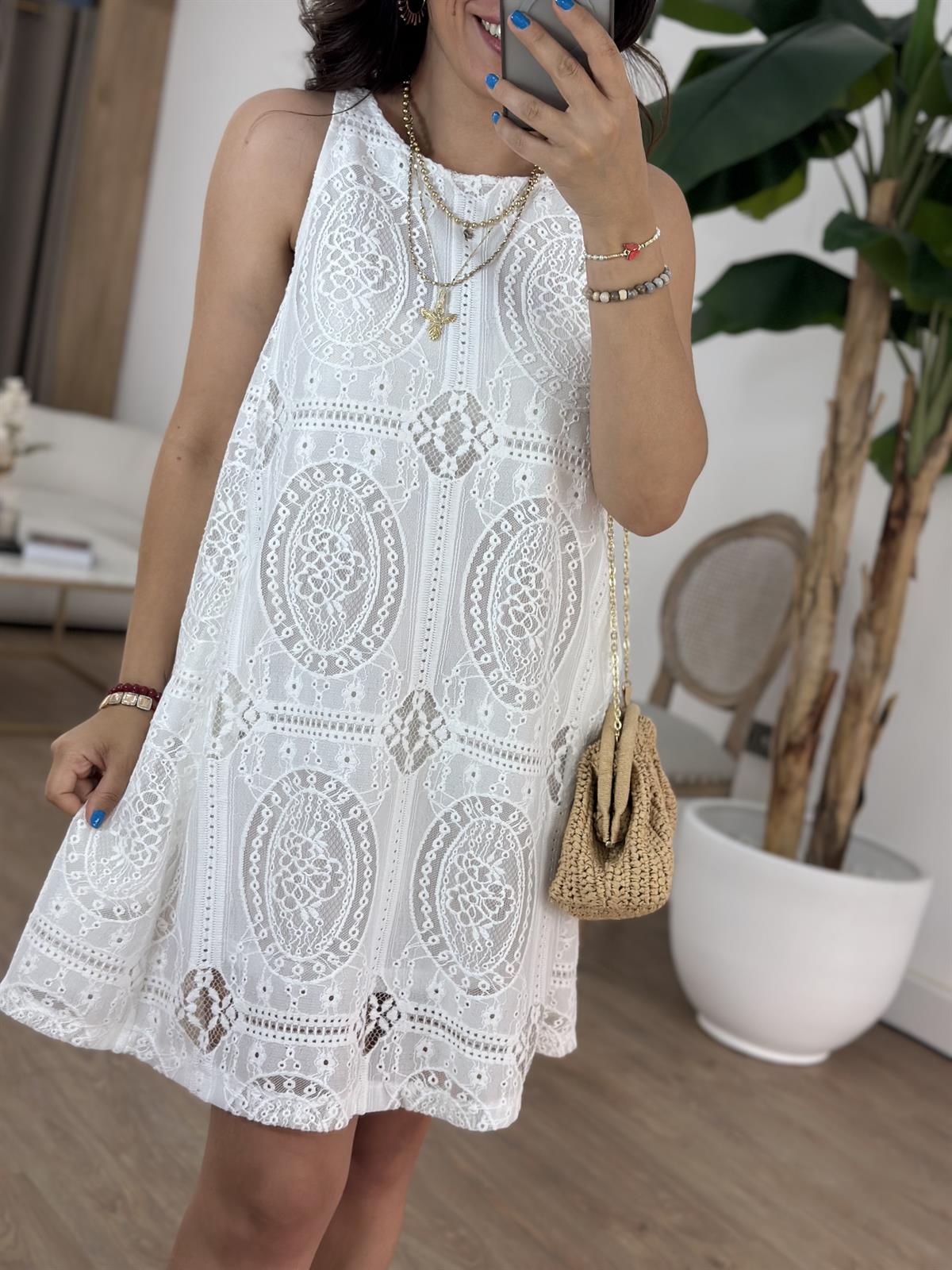 Kısa Fisto Elbise - Beyaz