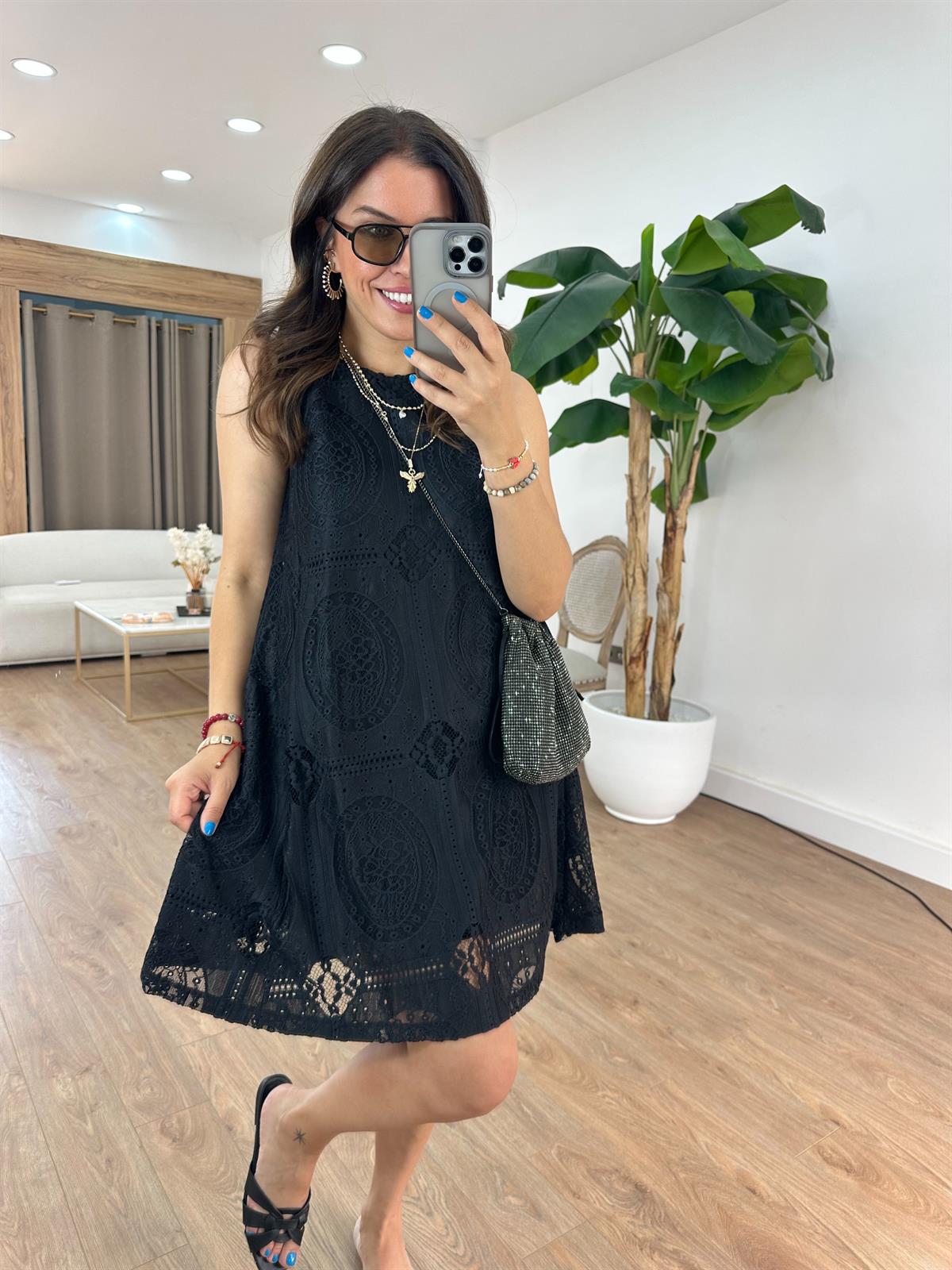 Kısa Fisto Elbise - Siyah