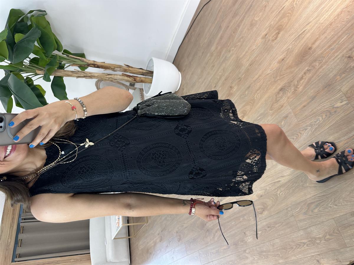 Kısa Fisto Elbise - Siyah